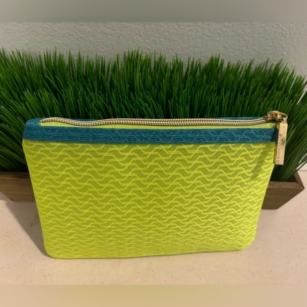Estee Lauder Neon Yellow/ Blue Print Cosmetic Bag
